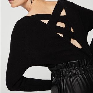 Mango back vent black sweater XS